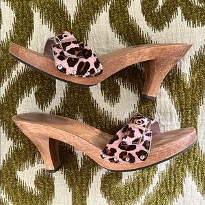 Vintage Pink Leopard Print Mules